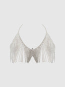 RHINESTONE DANGLE V-NECK BRA