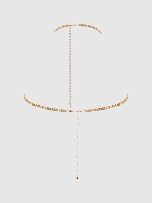 RHINESTONE DANGLE V-NECK BRA