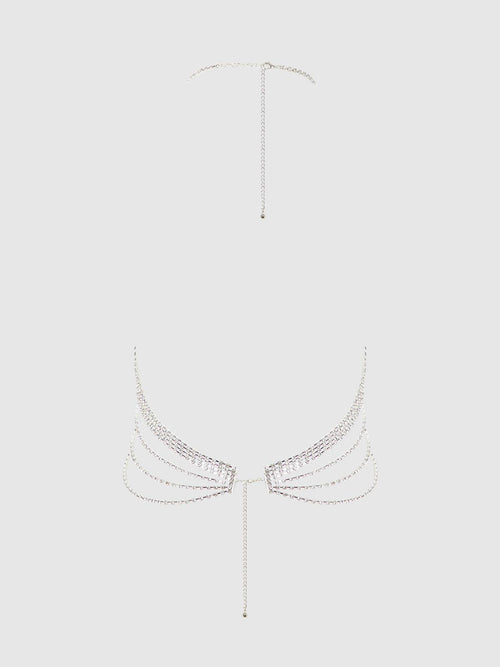 RHINESTONE DRAPED HALTER BRALETTE