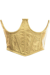 AUTUMN RENAISSANCE: Lavish Gold Brocade Open Cup Waist Cincher
