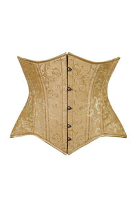 AUTUMN RENAISSANCE: Lavish Gold Brocade Waist Cincher Under Bust Corset w/Front Busk Closure