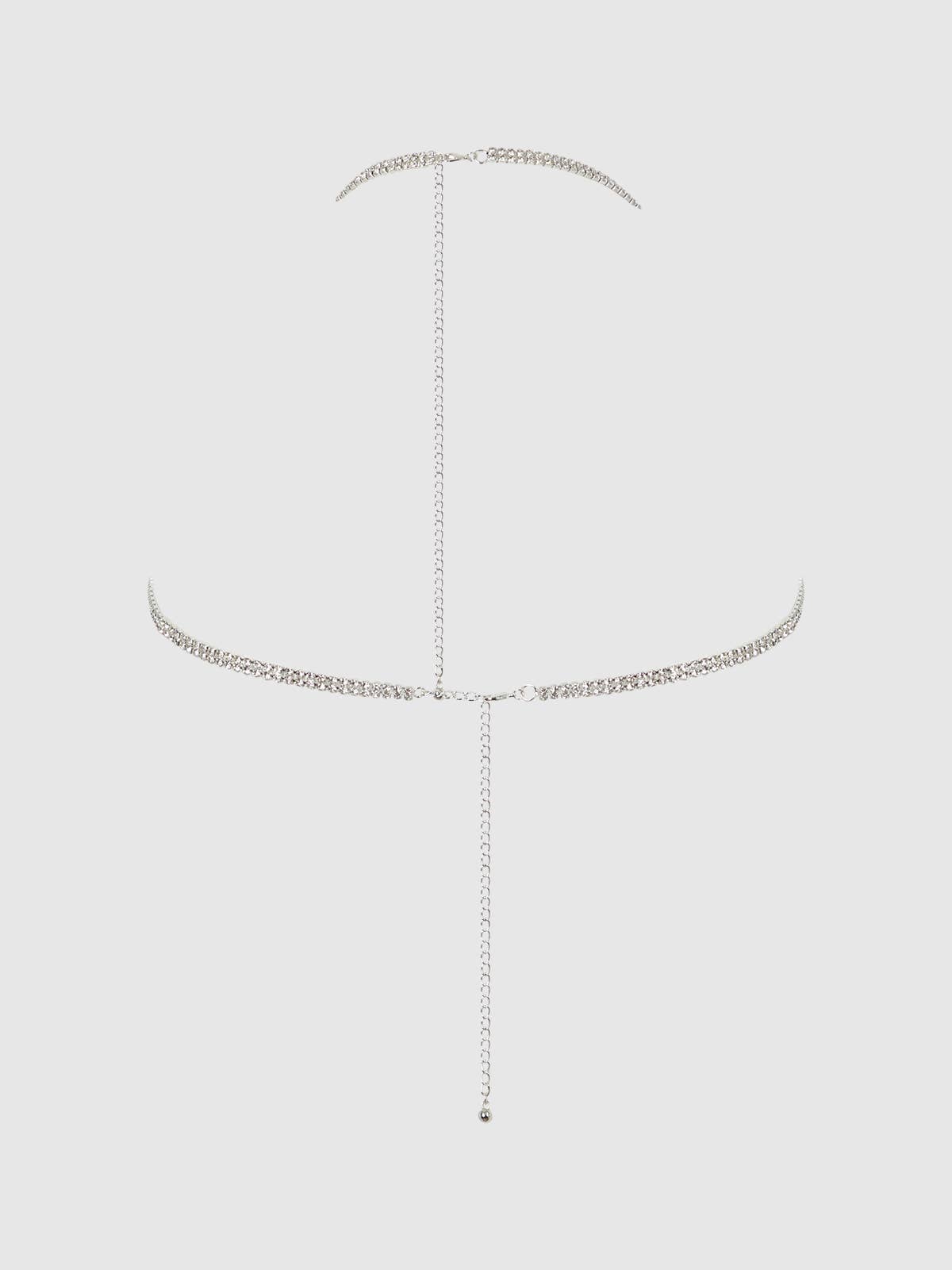 RHINESTONE DANGLE V-NECK BRA