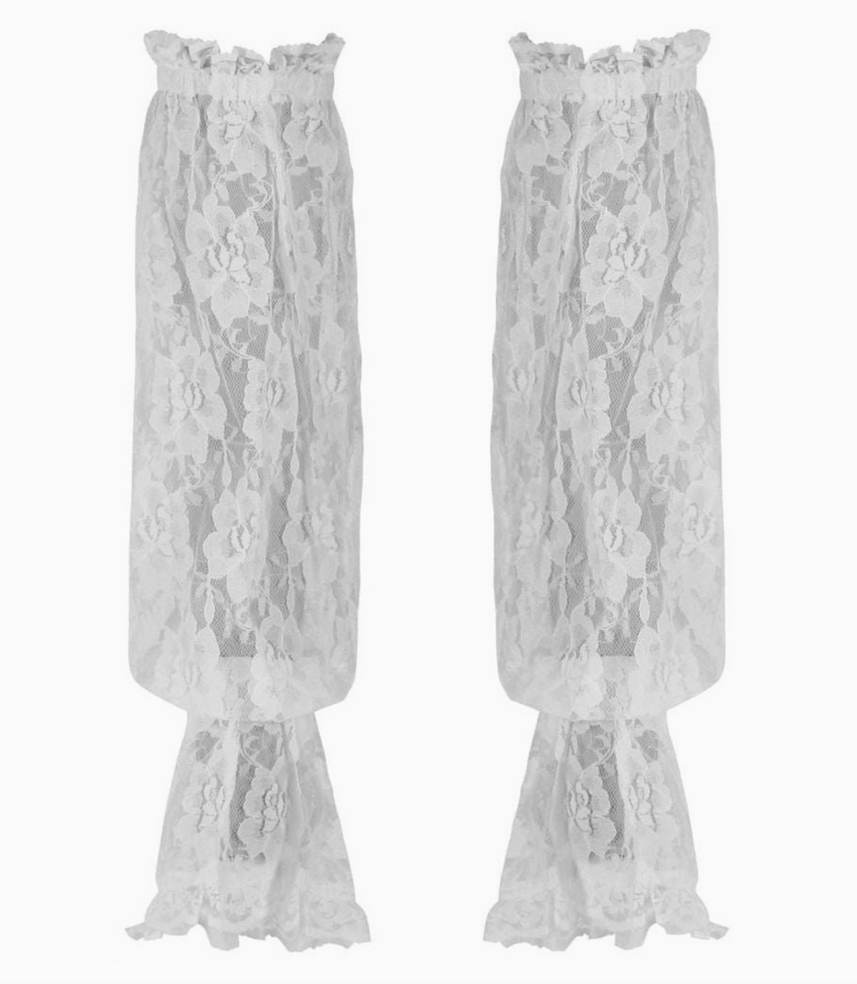 Black Sheer Lace Smocked Sleeves