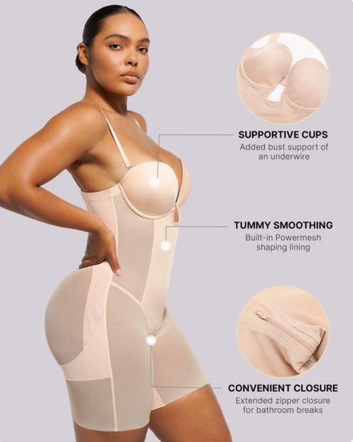 Shapellx BOOT-YEAH™ MeshSmooth™ Deep Plunge Bodysuit