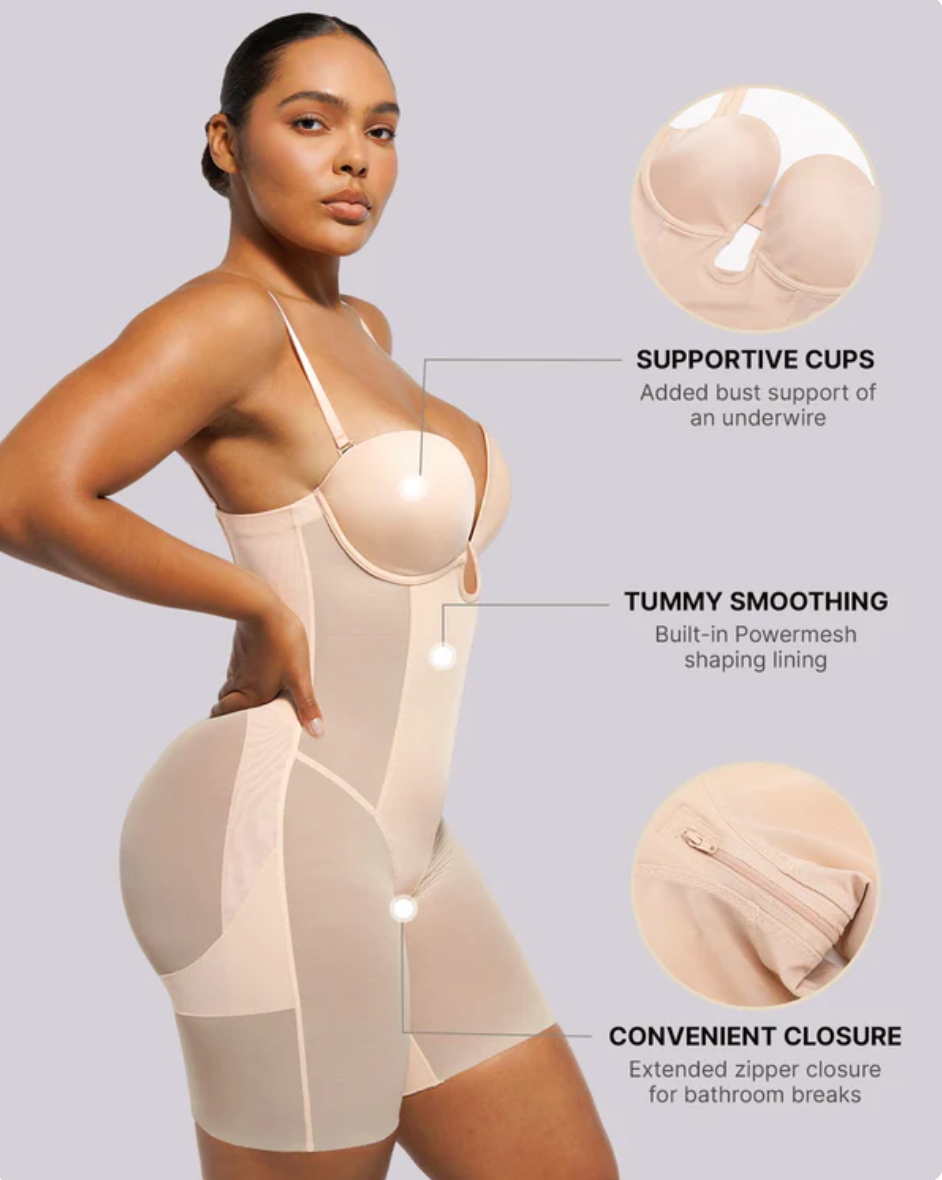 Shapellx BOOT-YEAH™ MeshSmooth™ Deep Plunge Bodysuit