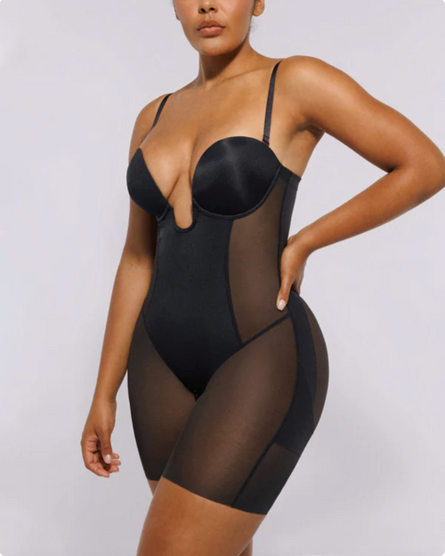 Shapellx BOOT-YEAH™ MeshSmooth™ Deep Plunge Bodysuit