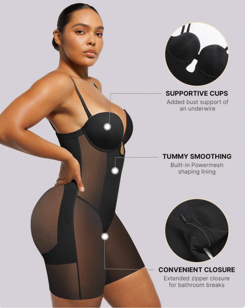 Shapellx BOOT-YEAH™ MeshSmooth™ Deep Plunge Bodysuit