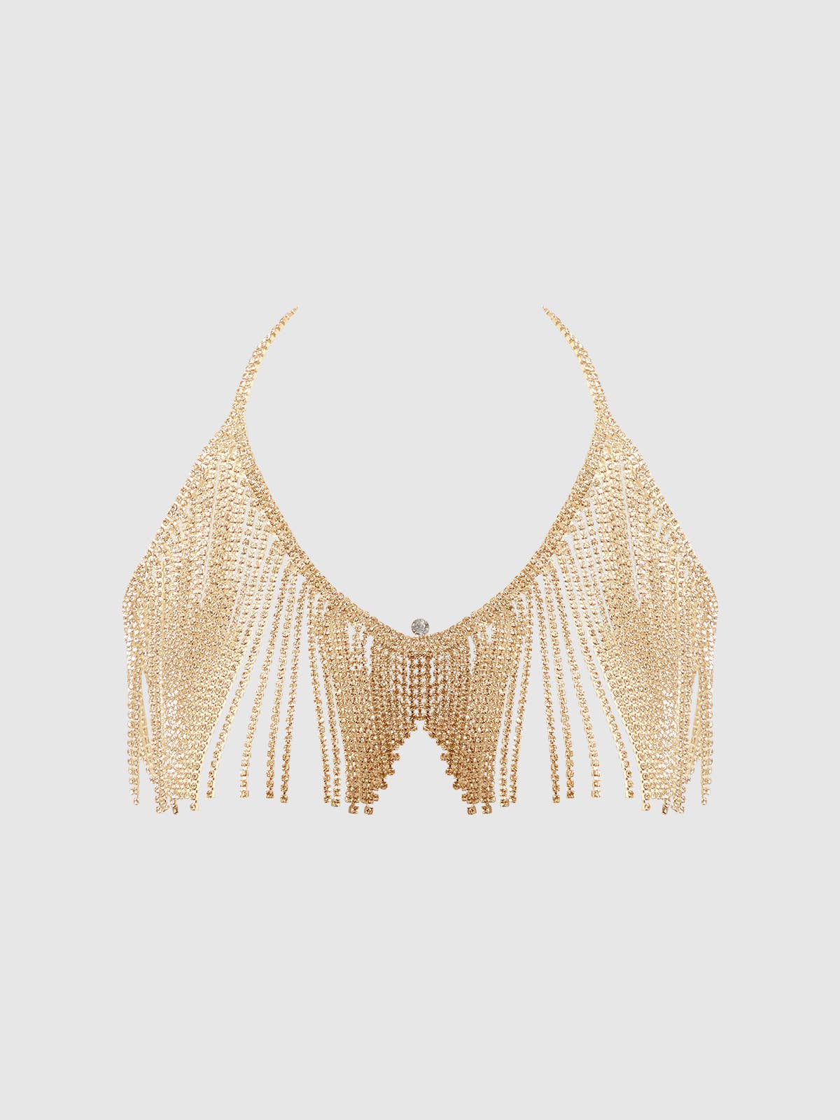 RHINESTONE DANGLE V-NECK BRA